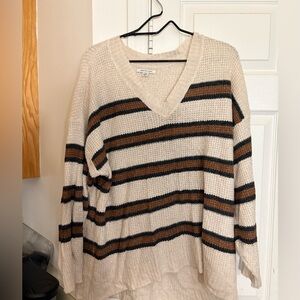 Striped V-Neck Sweater - American Eagle